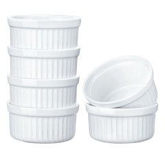 Traditional White Ceramic Ramekin - Small - 6 Piece