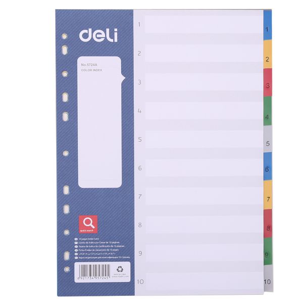Deli 5 Dividers A4 Printed 1-10 PP 130 Micron Value Pack