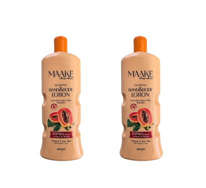 MAAKE Papaya Glowing Hand &amp; Body Lotion 600ml Bottle Pack of 2
