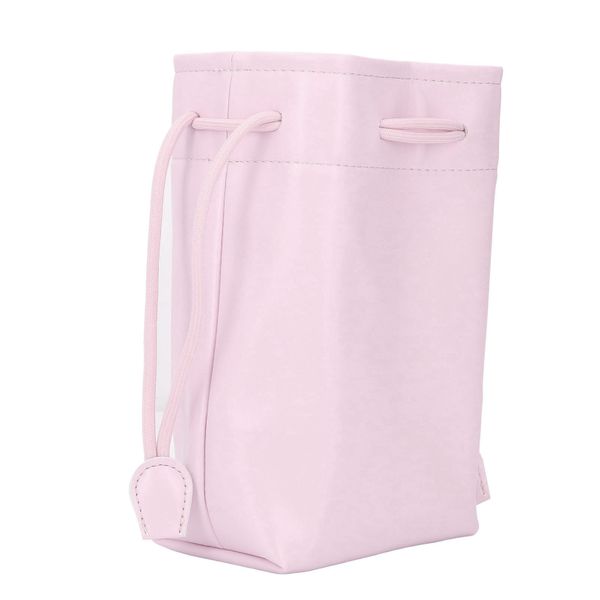 Pink PU drawstring camera pouch