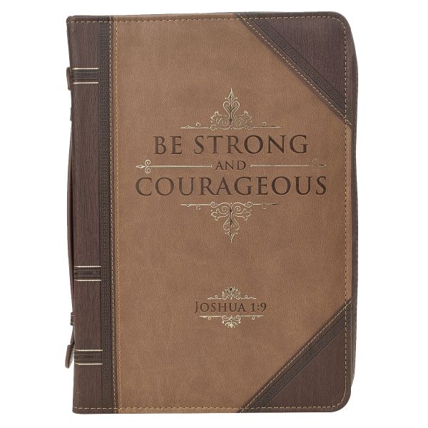 Be Strong And Courageous - Large Faux Leather Bible Bag