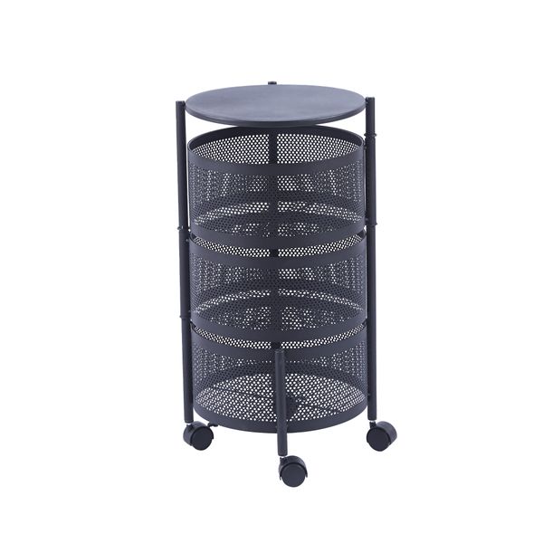 3 Tier Rotatable Metal Storage Trolley Cart Shelf Mobile Rack Organizer