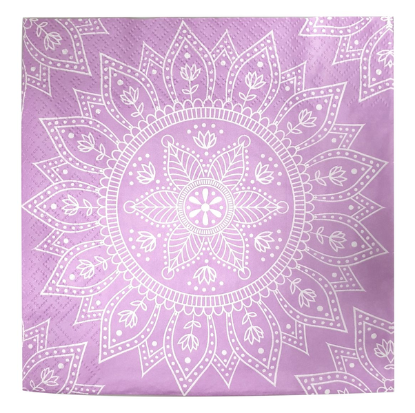 Mandala Lavender 3ply Napkins - 33x33cm