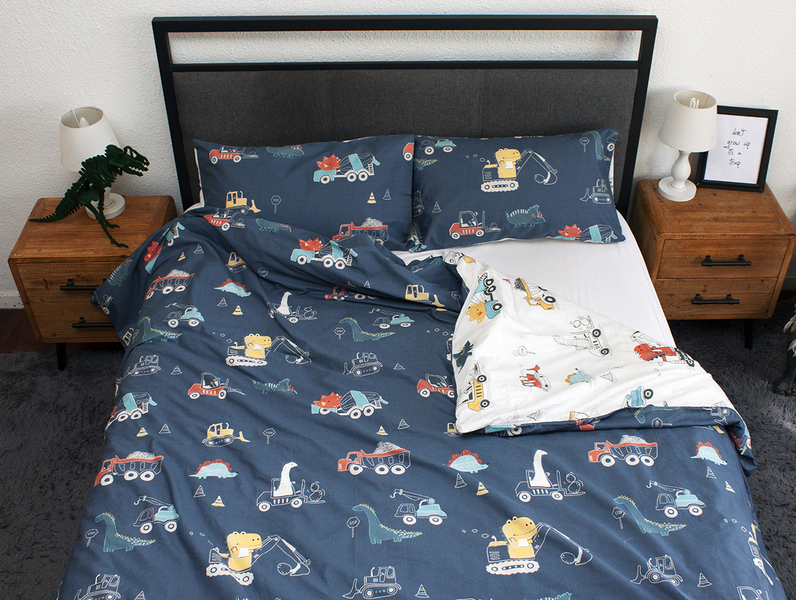 Humble Saffa - 100% Cotton Percale Duvet Cover - Building Dinos