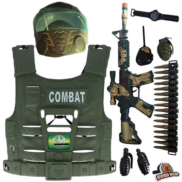 Kids Army Dress Up Role Play Set &amp; BellaBear Bookmark