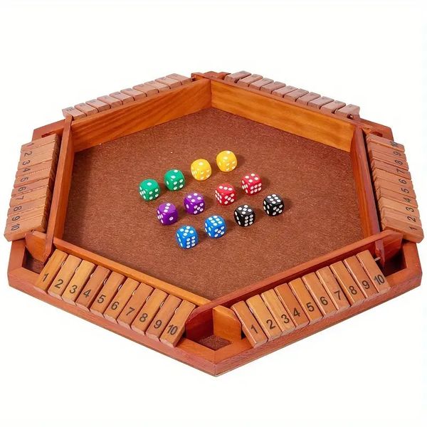 12 Dice Wooden Box Game Dice Game Players Party Board Game