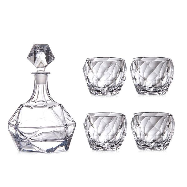 Bar Visor - 5 Piece Whiskey Decanter Set - 870ml Decanter and 300ml Glasses