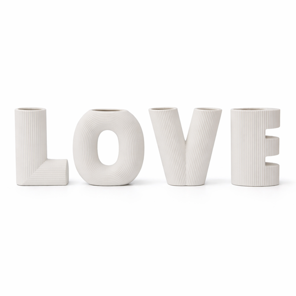 LOVE Letter Ceramic Decorative Vase Set - Modern Home Décor