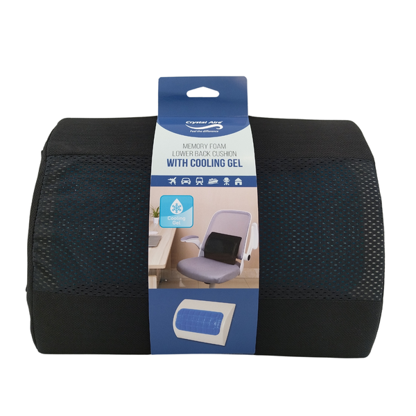 Ergonomic Memory Foam Lower Back Cushion With Cooling Gel - Crystal Aire