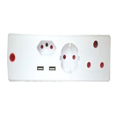 LED Power 3 Way Adapter + 2 USB Charging Ports 2.1A