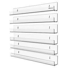 Heartdeco 6 Pack Wall Mounted Clear Acrylic Display Shelf