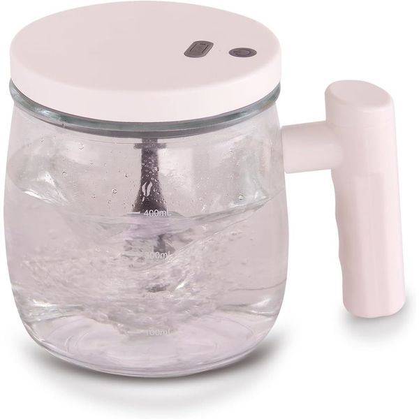 Electric Glass Frother Coffee Cup,Milk Mixer Self-Stirring Mug - White