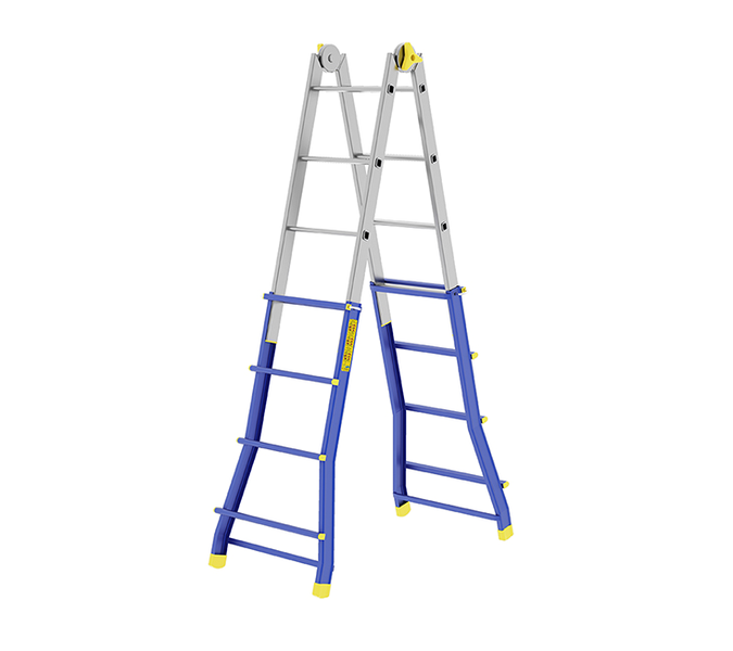 Colombo 4+5 Step Non-Slip AluminiumTelescopic Ladder - Pratic Acc/Alluminio