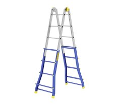 Colombo 4+4 Step Non-Slip AluminiumTelescopic Ladder - Pratic Acc/Alluminio