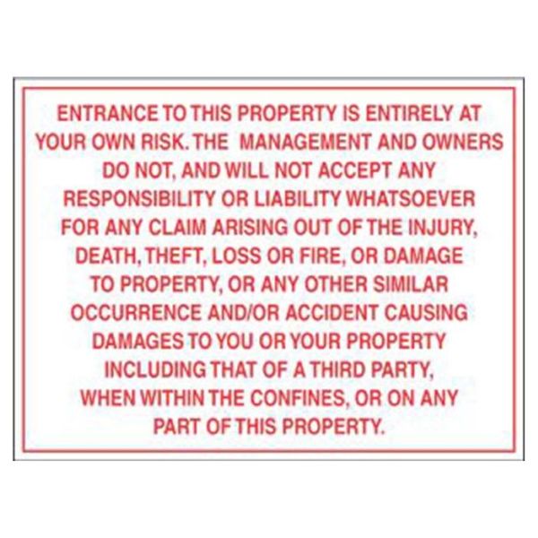 Detailed Enter At Your Own Risk Sign 400 x 300mm