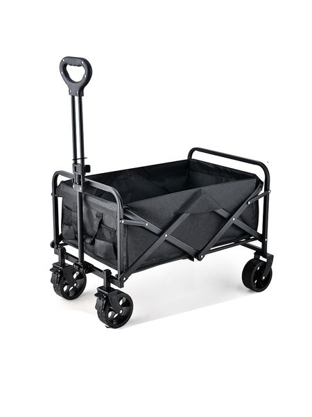 Collapsible Heavy Duty Outdoor Camping Storage Trolley - Black