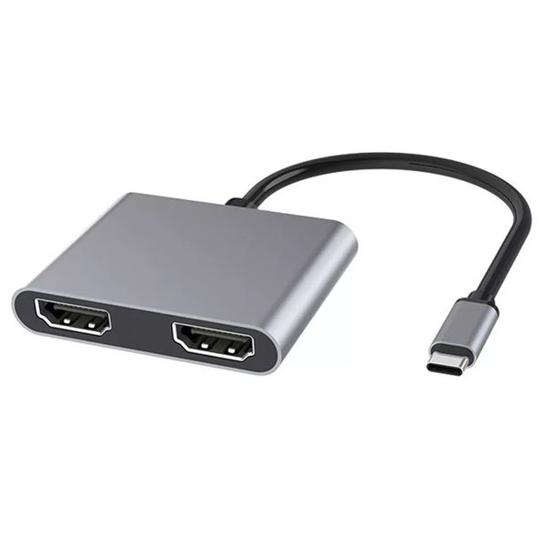 USB-C To Dual HDMI Adapter 4K 4-in-1 Type-C Hub 2 HDMI Ports &amp; USB Support