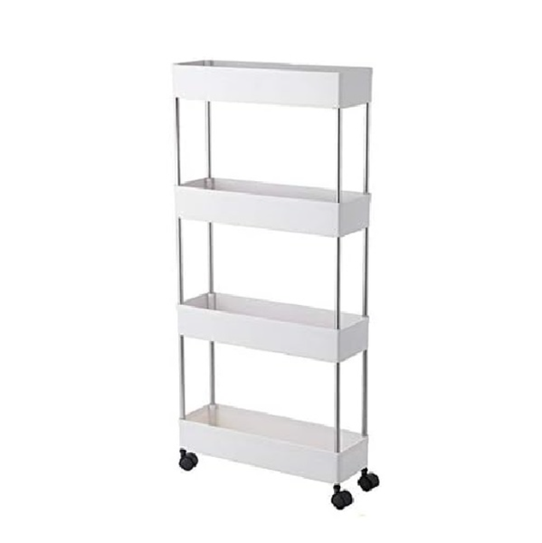 Space-Saving Four-Tier Seam Shelf Organizer for Kitchen or Bathroom Use