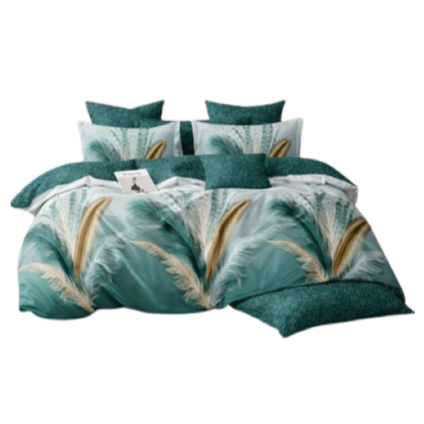 Linen Boutique - Duvet Cover Set Reversible-FeatherGreen