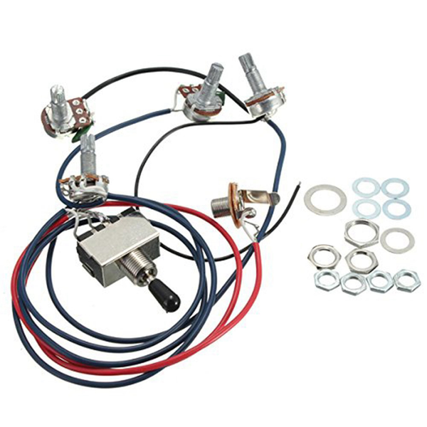 Lp Guitar Pickups Wiring Harness Kit 2T2V 500K Pots 3 Way Black Cap