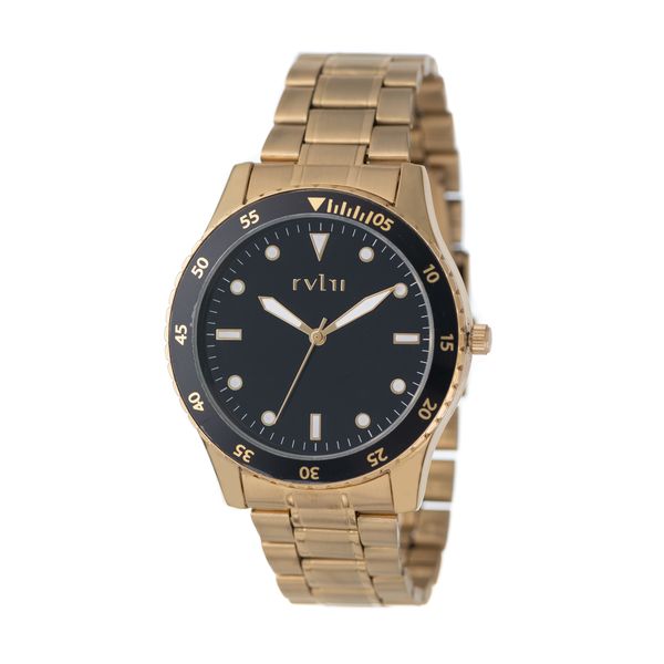 Gents Watch Gold and Black 36mm Case, With Gold Dial, And Gold Metal Band