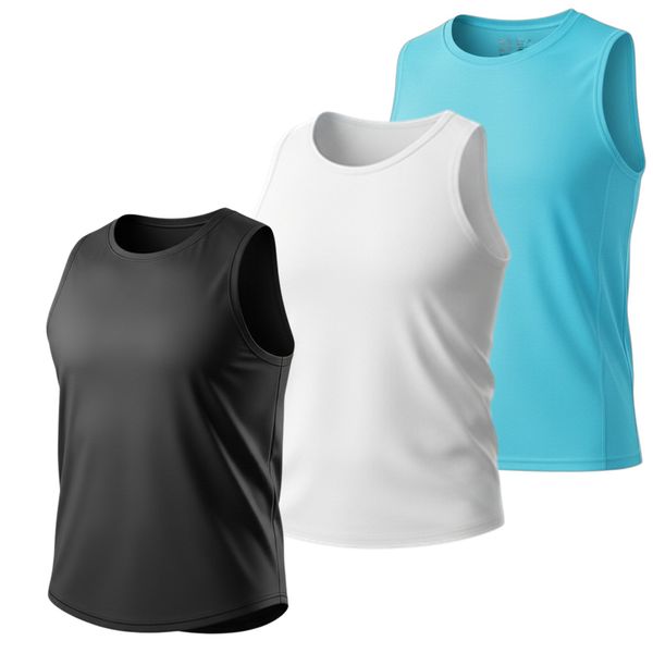 Gym Vests - Pack of 3 Training Vests Gym Clothes - Black, White, Turquoise
