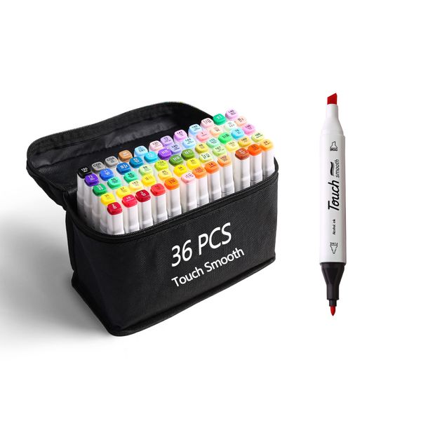 36 Marker Dual tips?fine/brush tip +chisel tip
