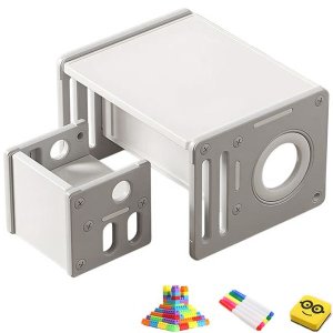 Kids Activity Table and Chair Set Toddler Art Table with Building Blocks