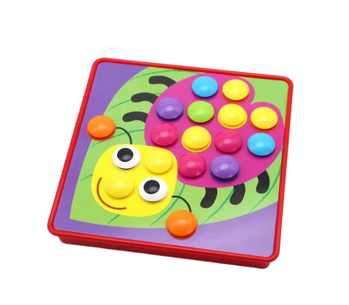 Educational Puzzle Set, Containing A Pegboard, 46 Coloured Buttons