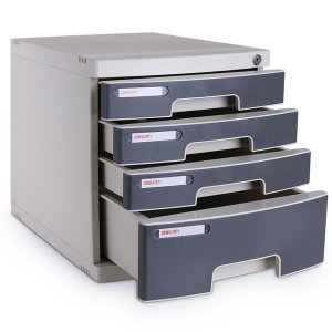 Deli File Cabinet Front Lock - 4 Drawers 395x302x325mm Light Grey