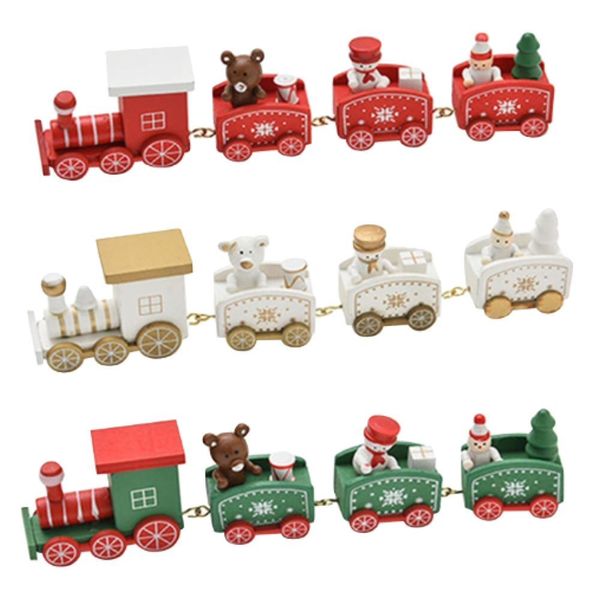 Toy Multi-Color Wooden Christmas Train Ornaments Set of 3 - 20cm