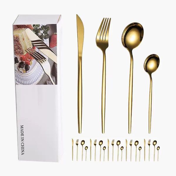 24 Piece Stainless Steel Cutlery Set - Gold