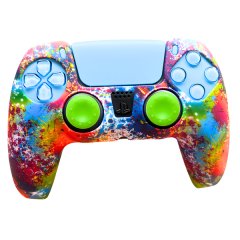 Gamer Guard Silicone Cover for PS5 Controller &amp; Joystick Caps - Splatter
