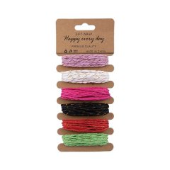Raffia Twine - Gift Wrapping String - Assorted Colours - 6 Piece - 24 Pack