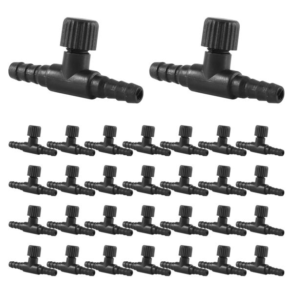 30 Pcs 2-Port Fish Tank Valve Air Pump Control Aquarium T-Shaped