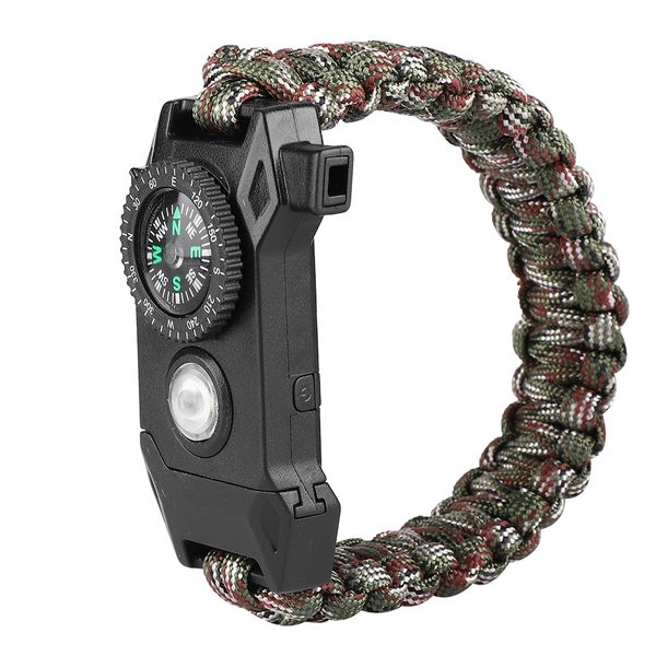 Survival Bracelet with LED Light and Compass, Paracord Wristband