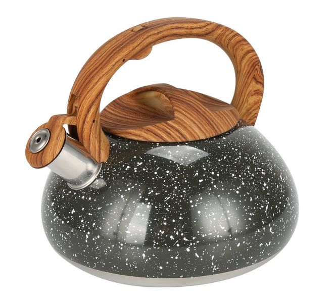 3L Stove Top Whistling Kettle - Black with White Dots