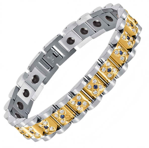 IPSTYLE Titanium Steel Zirconia Crystal Link Bracelet for Men Women