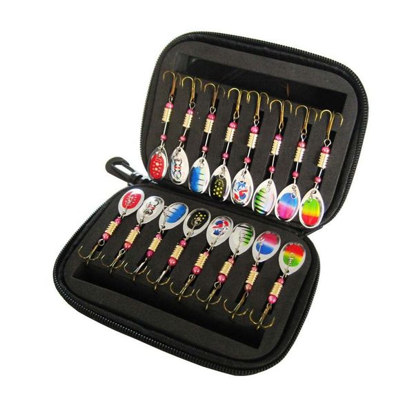 16 Piece Fishing Spoons Lures Metal Baits Set