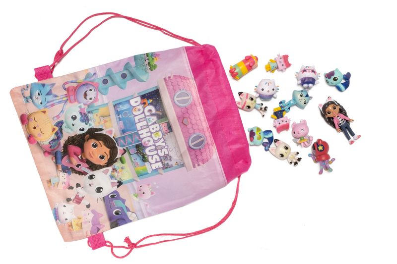 Gabby's Dollhouse Figurines 13 Piece Pink Bag Set