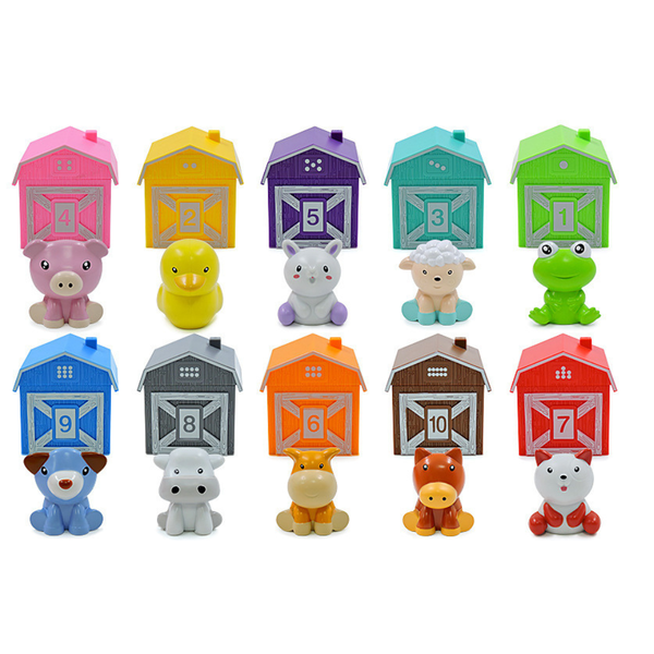 Bestby Kids Farm Animal Learning Counting Toy Set with Number Barns