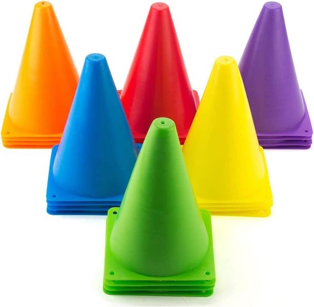Plastic Training Cones 30 Pack, 7" Colored Markers for Soccer &amp; Football
