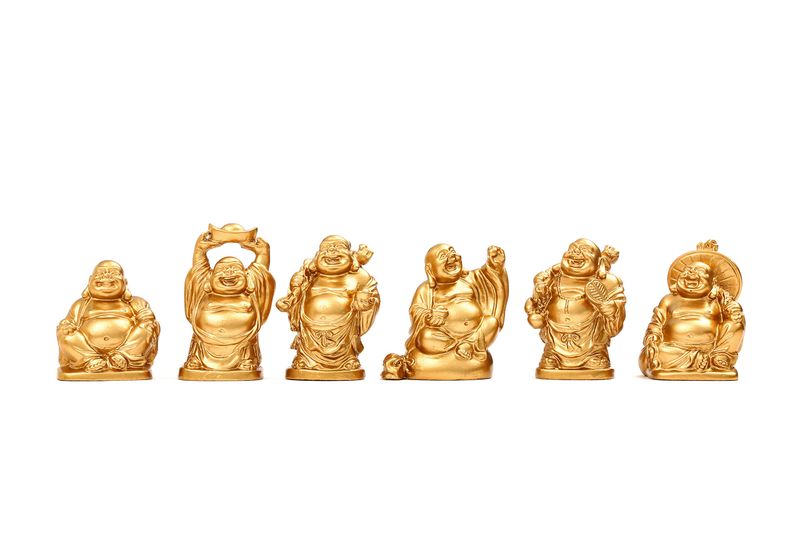 2'' Laughing Buddha Figurines Good Gift and Collection Set of 6