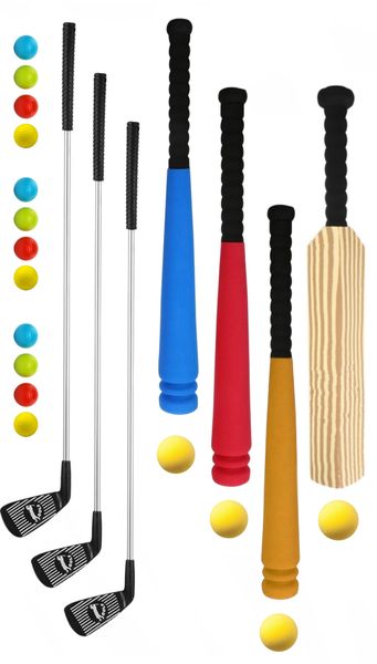 Kid's Sport Play Set - Soft Play Baseball - Cricket &amp; Steel Golf Club