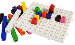 Stacking Counting Cubes with Baseboard - 100pc