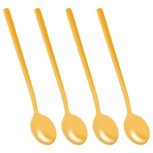 4pcs/Set Round Shape Coffee Spoon Stainless Steel Mini Teaspoons Sugar Dess