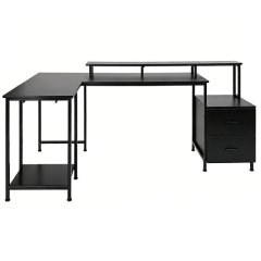Heartdeco Large Multi-Functional L-Shaped Corner Desk Gaming Desks