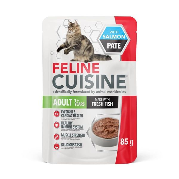 Feline Cuisine Wet Cat Food Adult Ssalmon Pate 4 x 12 x 85g