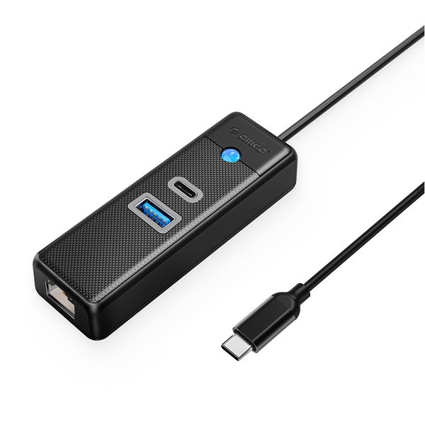 Orico 3 Port USB 3.0/Type-C/RJ45 Hub - Black