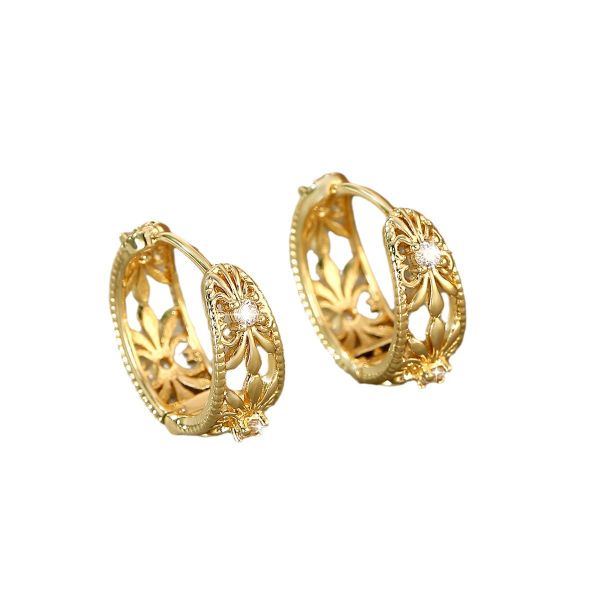 Hollow Geometric Round Zirconia Earrings